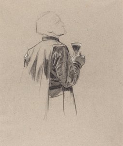 A Bearded Gentleman with a Glass of Wine by Charles Louis Lucien Muller
