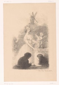 Crowned Woman and Putto with Cornucopia by Charles Lucien Leandre