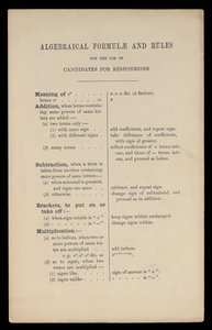 Algebraic Formulae and Rules for the use of Candidates for Responsions, Oxford University Press by Charles Lutwidge Dodgson