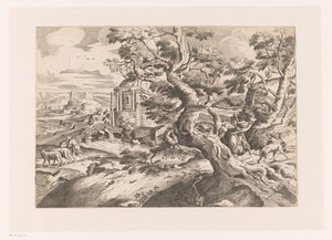 Landscape with Traveler by a Tree by Charles Macé