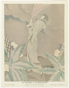 Gazette du Bon Ton 1923, No. 5, Pl. 23: The Woman with the Emerald - Coat in Tiger, by Max-Leroy by Charles Martin