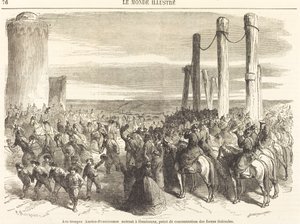 The Austro-Prussian Troops Entering Hamburg... [top half] by Charles Maurand after Godefroy Durand