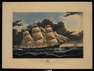 Clipper Ship Dreadnought Off Tuskar Light 12 1/2 Days from New York on Her Celebrated Passage into Dock at Liverpool in 13 Days 11 Hours December 1854 by Charles & Mcfarlane Duncan (1818 1865) Parsons