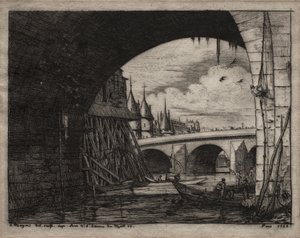 Etchings of Paris: An Arch of the Notre Dame Bridge