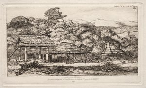 Native Barns and Huts at Akaroa, Banks Peninsula, 1845, 1865 by Charles Meryon