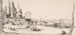The footbridge temporarily replacing the Pont-au-Change, Paris, after the fire of 1621