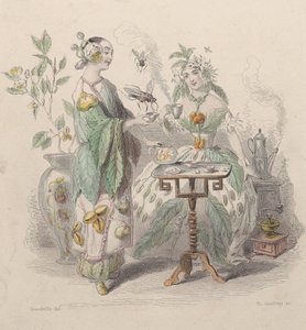 Tea & Coffee, from Les Fleurs Animées by Charles Michel Geoffroy