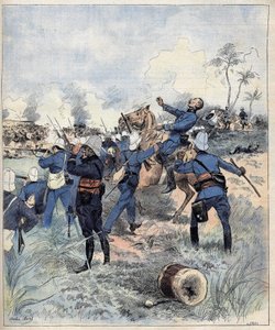 Commander Faurax died in the battle of Dogba on 19 September 1892 in Dahomey (now Benin) (after the aquerelle de Morel of 1892)