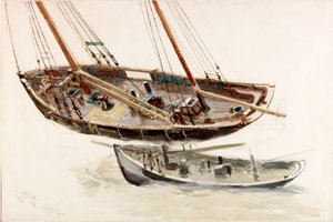 Two Studies of a Trawler by Charles Napier Hemy