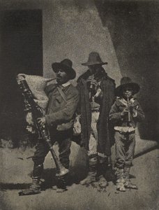 Group of Three Italian Street Musicians in front of 21, Quai Bourbon, Paris by Charles Nègre