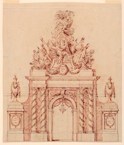 Design for a Painted Decoration in Honor of a French General Who Had Been Governor of a Crown Prince by Charles Nicolas Cochin the younger