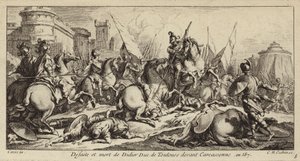 Defeat and Death of Didier of Toulouse Before Carcassonne, 587 (engraving) by Charles Nicolas II Cochin