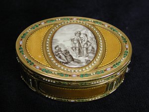 Snuffbox with miniature depicting departure of Telemachus from Egypt, 1780-81
