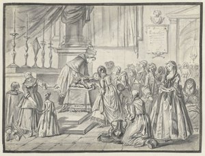 Church Scene with Veneration of the Cross on Good Friday by Charles Parrocel