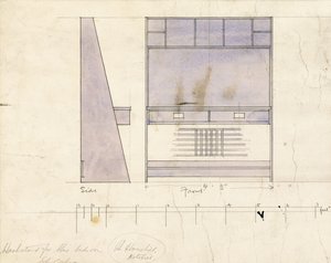 Design for a washstand, shown in side and front elevation, 1904
