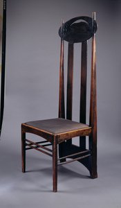 High backed chair designed for Miss Cranstons Argyle Street Tea Rooms, Glasgow