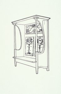 Line drawing of furniture (a cupboard), c.1910