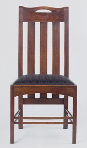 Side chair, one of a pair, made for Miss Cranstons Argyle Street Tearooms, Glasgow by Charles Rennie Mackintosh