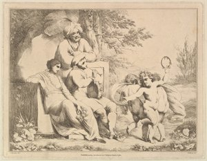 Three Putti Dancing to a Piper by Charles Reuben Ryley