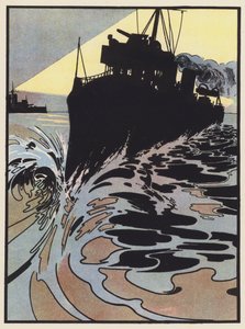 A Destroyer trying to escape from the Searchlight by Charles Robinson