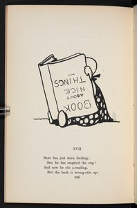 A rhyme. A child reading a book upside down by Charles Robinson