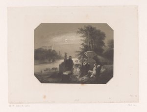 Men and Women in Landscape by Moonlight by Charles Rochussen