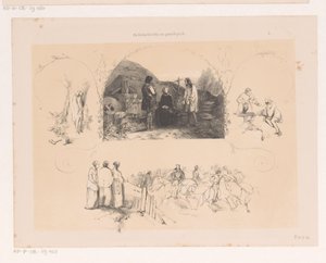 Woman in Conversation with Two Men