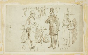 Gent in Tall Hat Addressing Butcher by Charles Samuel Keene