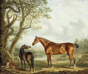 Hunters and a Spaniel in an Extensive Landscape by Charles Towne