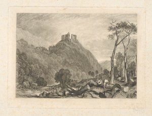 Okehampton Castle, on the River Okement by Charles Turner