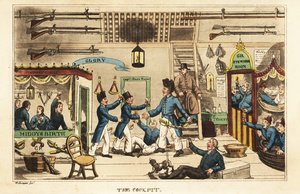 Johnny Newcome Drinking Grog in the Cockpit with Other Middys by Charles Williams