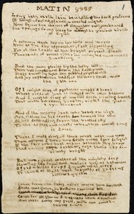 Poem of Charlotte Bronte. Autograph Fair Copy, with Deletions, of Poem 