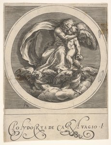 Jupiter, Seated Above Two Eagles and Embracing Cupid by Cherubino Alberti