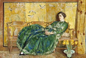 April: (The Green Gown) by Childe Hassam