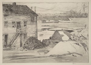 Low Tide, Cos Cob Bridge by Childe Hassam