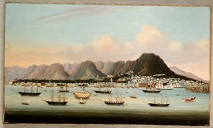A View of Victoria, Hong Kong, with the Hulk H.M.S Princess Charlotte and American, British and French Shipping