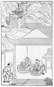 Collecting and washing the blue enamel for colouring, from a series of illustrations on the manufacture of china