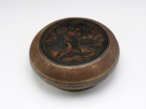 Lacquered and Basketry Panel Circular Box, Late 16th-Early 17th