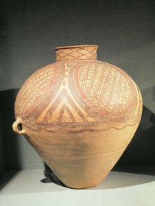 Large narrow necked jar with small handles, from Yung-Ching, Gansu, late 3rd millennium BC
