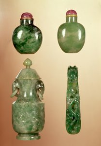 Snuff boxes and a belt hook, late Qianlong period by Chinese School