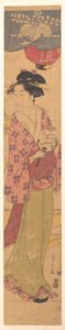 A Girl with a Fan by Chobunsai Eishi