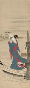 Beauty in a Boat on Sumida River, late 1700s-early 1800s
