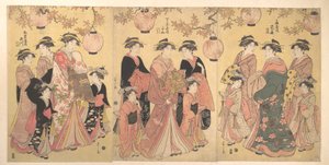 The Yoshiwara Parade in Autumn by Chobunsai Eishi
