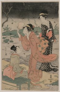 Women Beside a Stream Chasing Fireflies, mid 1790s