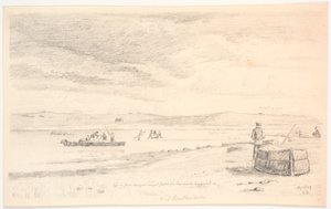Skive Fjord at Krabbesholm. A Stranded Barge Being Loaded onto a Wagon by Christen Dalsgaard