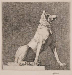 A Seated Dog After an Antique at Charlottenborg by Christen Købke