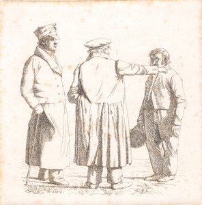 Three Portrait Figures, Baker Købke, Major Krohn, and Slave Sergeant Sprøch by Christen Købke