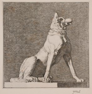 A Sitting Dog After an Antique at Charlottenborg by Christen Købke