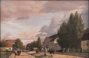 View of a Street in Østerbro outside Copenhagen. Morning Light by Christen Købke