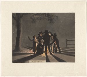 Children Clustered around a Saint Martin’s Bonfire by Christiaan Andriessen